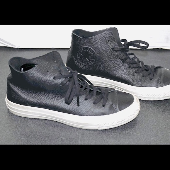Converse Prime Hi Top Black Leather Sneakers - Picture 11 of 15